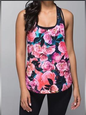 Size 12 Lululemon Coastal Tank, secret garden/black